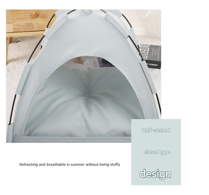 Green Premium Portable Pet Tent Bed with Cooling Mat - Breathable Foldable Outdoor Indoor Cat Dog House Shelter for Summer(Size: M)