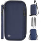 Dark blue RFID Blocking Travel Wallet - Multi-functional Large Capacity Passport Holder & Card Organizer with Adjustable Strap for Men & Women