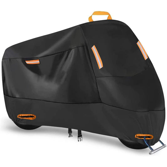 Heavy Duty 210D Waterproof Motorcycle Cover - All Season Outdoor Protection with Lock Holes & Windproof Buckles(Size: M)