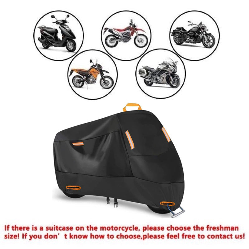 Heavy Duty 214D Waterproof Motorcycle Cover - All Season Outdoor Protection with Lock Holes & Windproof Buckles(Size: 4XL)