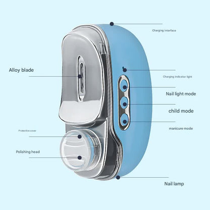 4-in-1 Electric Nail Care Device - Clipper, Grinder, Polisher & UV Sterilizer with Multiple Modes(blue)