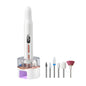 Portable Electric Nail Drill & Polishing Machine Kit - 5 Speed, UV Lamp Base, USB-C Rechargeable(white)