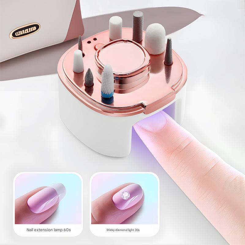 Portable Electric Nail Drill & Polishing Machine Kit - 5 Speed, UV Lamp Base, USB-C Rechargeable(blue)