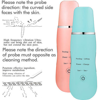 Ultrasonic Skin Scrubber - Deep Cleansing, Peeling, Lifting & Ion Infusion Facial Spatula(pink)