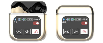 TWS Bluetooth Earbuds with 1.9 HD Touch Screen Case - ANC/ENC Noise Reduction(Champagne)"