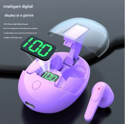 WS Bluetooth 5.3 Earbuds with Pop-Up Lid Case & LED Display - Touch Control, Single/Dual Ear Use(black)