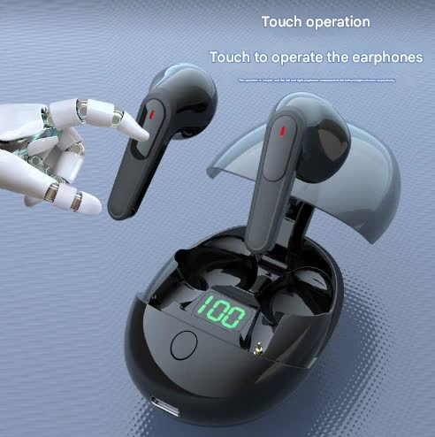 WS Bluetooth 5.3 Earbuds with Pop-Up Lid Case & LED Display - Touch Control, Single/Dual Ear Use(white)