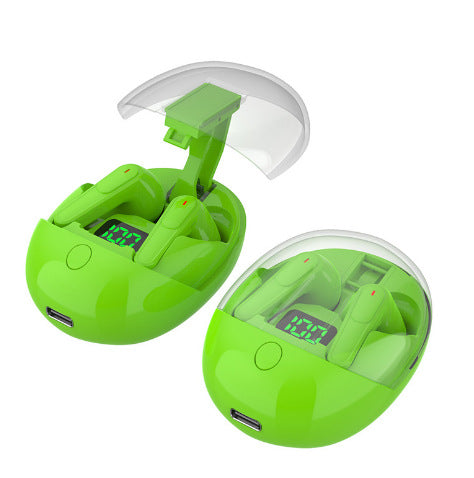 WS Bluetooth 5.3 Earbuds with Pop-Up Lid Case & LED Display - Touch Control, Single/Dual Ear Use(green)