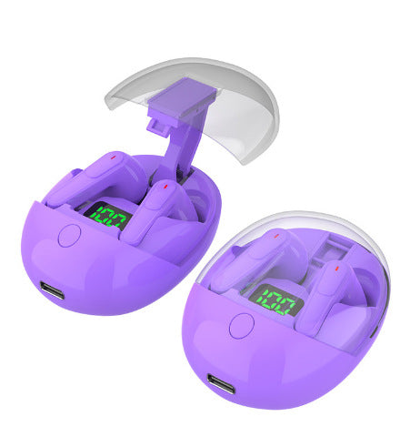 WS Bluetooth 5.3 Earbuds with Pop-Up Lid Case & LED Display - Touch Control, Single/Dual Ear Use(purple)