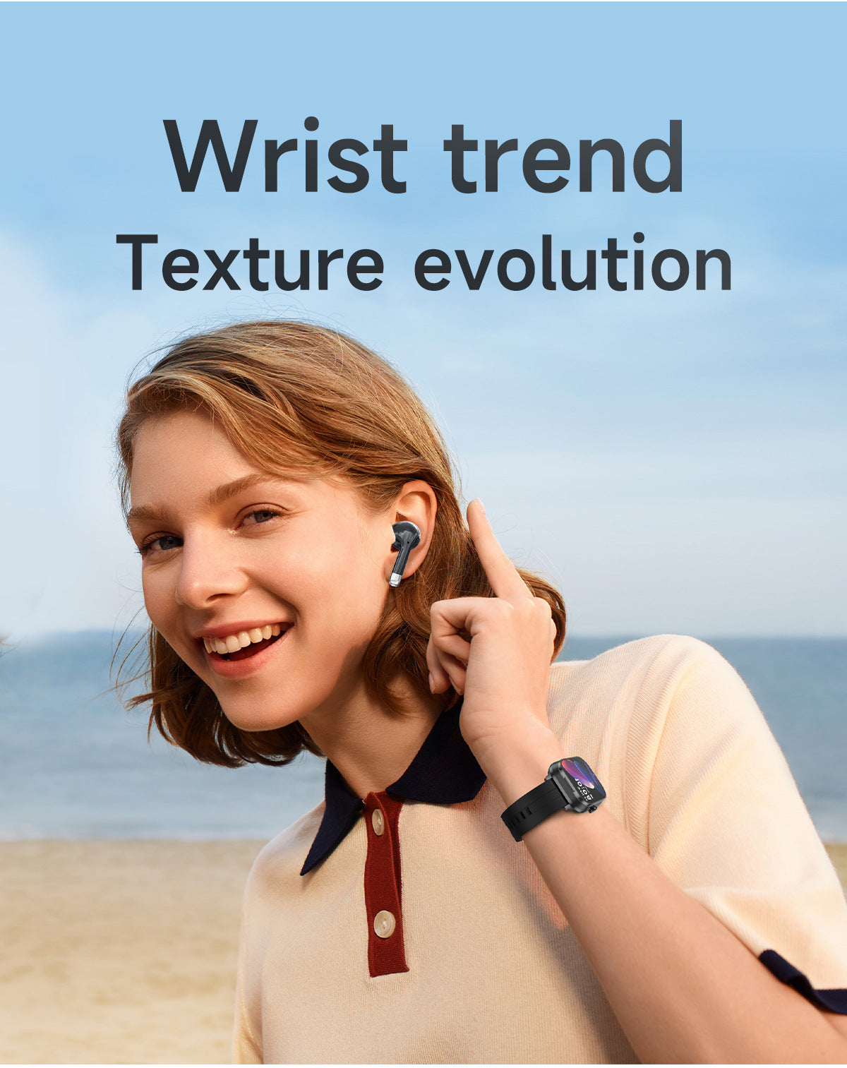 Smartwatch with Built-in TWS Earbuds & Silicone Sleeve - 2.01 HD Screen  Health Monitoring Bluetooth Calls & Music(Black rubber)"