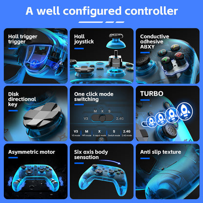 G6 Pro Wireless Gaming Controller - Hall Joysticks & Triggers, Multi-Platform, Six-Axis Gyro, Turbo & Macro(green)