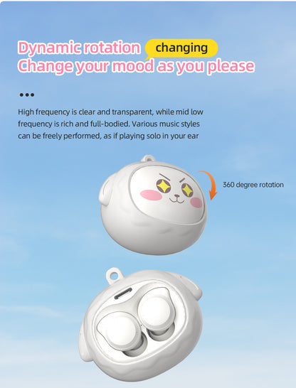 Fun Face-Changing TWS Earbuds with Rotating Case - Bluetooth 5.4, High-Quality Sound(Light Blue)