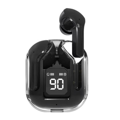 Transparent Capsule TWS Earbuds with LED Digital Display - Bluetooth 5.3, IPX4 Waterproof, Type-C Charging(black)