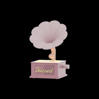 Retro Gramophone Bluetooth Speaker with Ambient Light & White Noise - Multi-Connection, 8H Battery(pink)