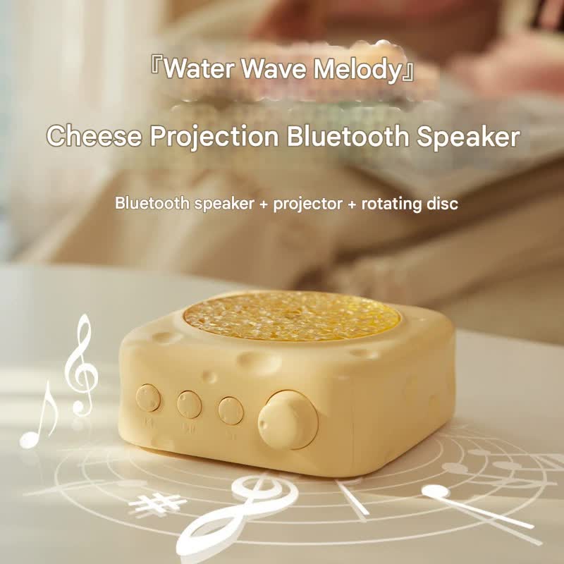 Cheese-Inspired Bluetooth Speaker with Water Ripple Aurora Projector Light - 3 Modes, Upgraded Bluetooth 5.4(green)