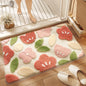 Premium Bath Mat with 8X Water Absorption & Non-Slip Base(flowers and plants)
