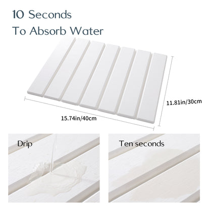 Folding Diatomaceous Earth Countertop Drain Mat - Quick Dry, Non-Slip & Easy Clean Absorbent Pad(light grey)