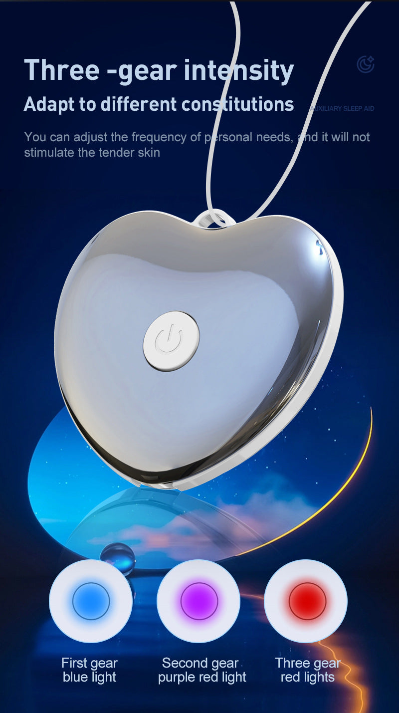 Heart-Shaped Handheld Sleep Aid Device - CES Microcurrent Instrument for Stress Relief & Deep Sleep(Black)