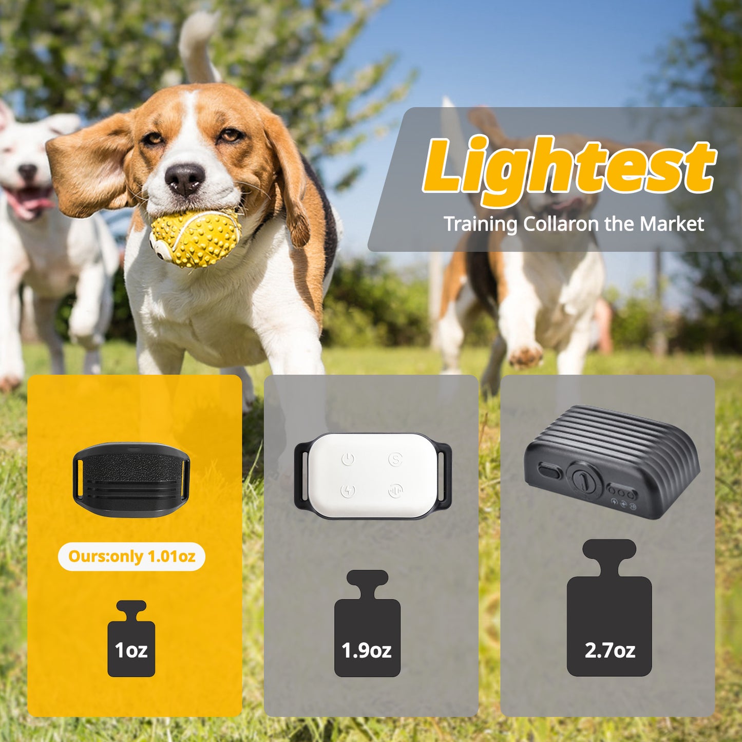 Ultra-Small & Lightweight Dog Training Collar with Remote - 3 Modes, Adjustable Levels, Fits All Sizes(orange)
