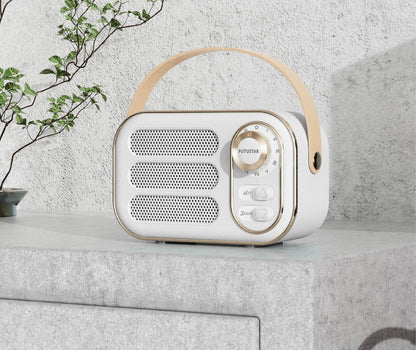 Portable Retro Bluetooth 5.0 Speaker - HIFI Sound, Multi-Function with TF Card, USB & AUX Input(White)