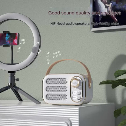Portable Retro Bluetooth 5.0 Speaker - HIFI Sound, Multi-Function with TF Card, USB & AUX Input(White)