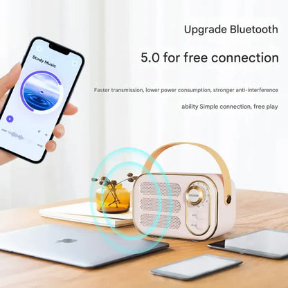 Portable Retro Bluetooth 5.0 Speaker - HIFI Sound, Multi-Function with TF Card, USB & AUX Input(Blue)