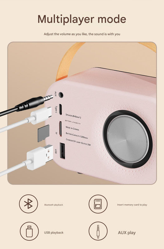 Portable Retro Bluetooth 5.0 Speaker - HIFI Sound, Multi-Function with TF Card, USB & AUX Input(Purple)