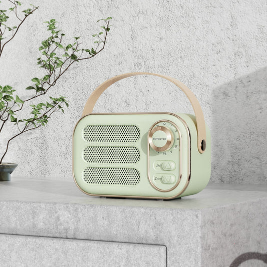 Portable Retro Bluetooth 5.0 Speaker - HIFI Sound, Multi-Function with TF Card, USB & AUX Input(Green)