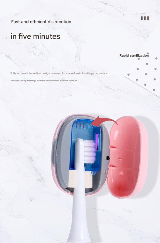 Portable UVC Toothbrush Sterilizer Case - 5-Minute Automatic Sanitizer, USB-C Rechargeable(green)
