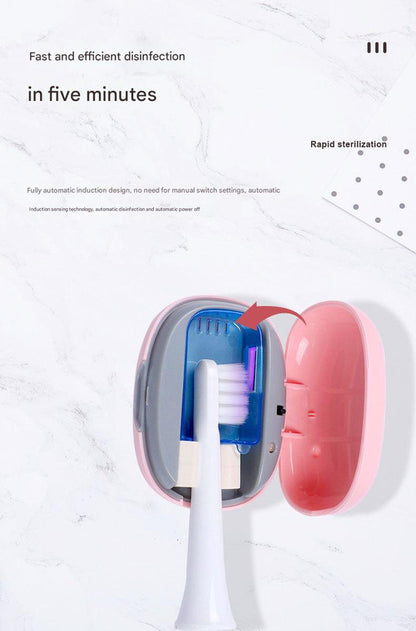 Portable UVC Toothbrush Sterilizer Case - 5-Minute Automatic Sanitizer, USB-C Rechargeable(green)