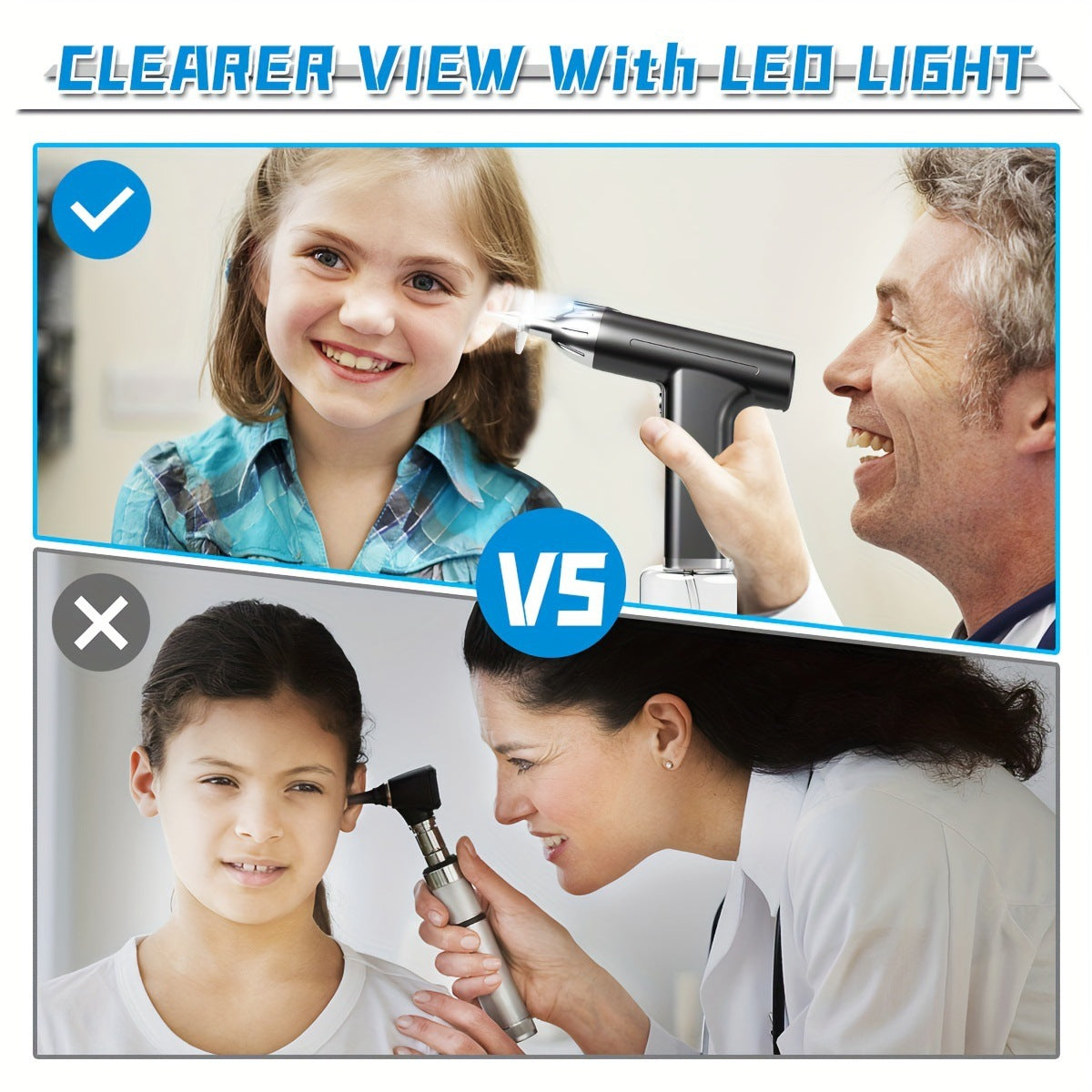 Rechargeable Electric Ear Wax Removal Kit - 3 Pressure Modes, LED Light & 90-Day Battery Life(White)