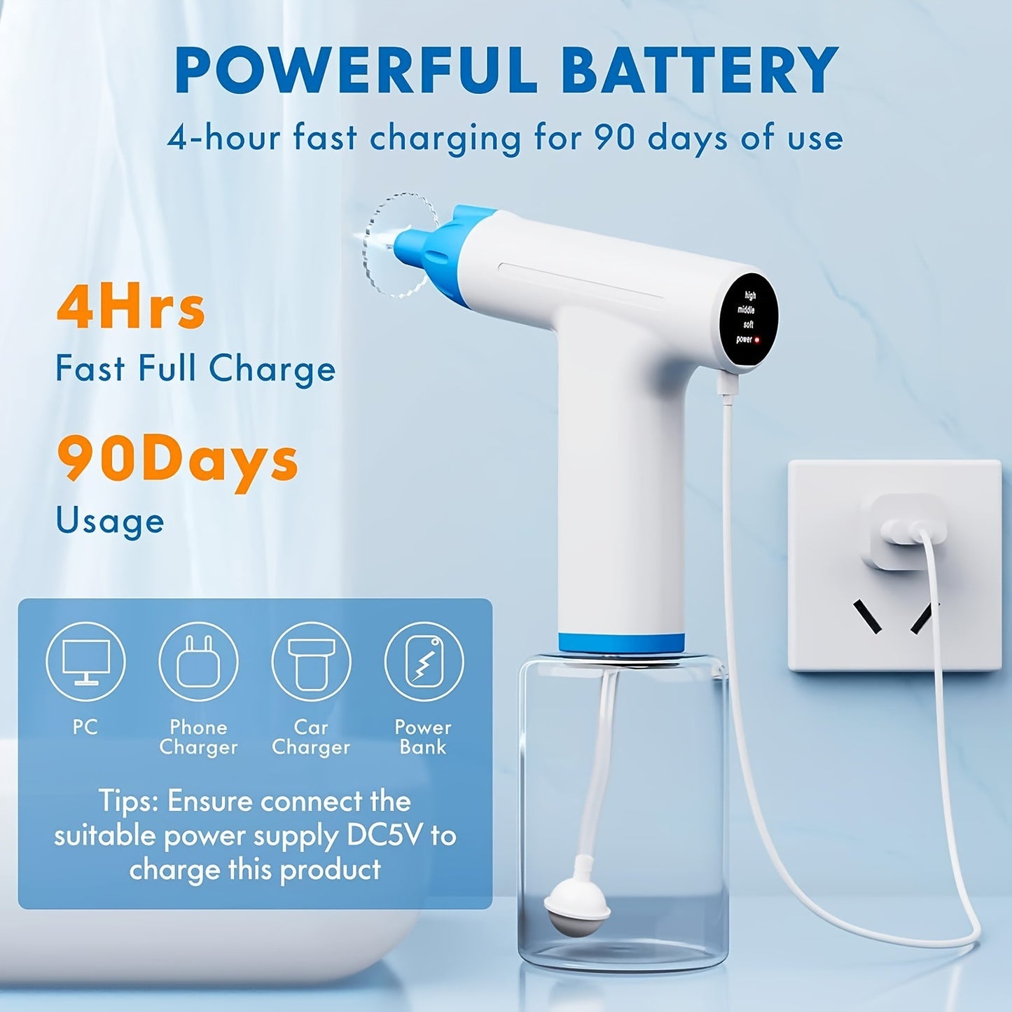 Rechargeable Electric Ear Wax Removal Kit - 3 Pressure Modes, LED Light & 90-Day Battery Life(White)