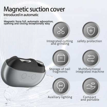 Multi-Functional Electric Nail Clipper & Grinder with LED Light and Magnetic Cover(Grey)