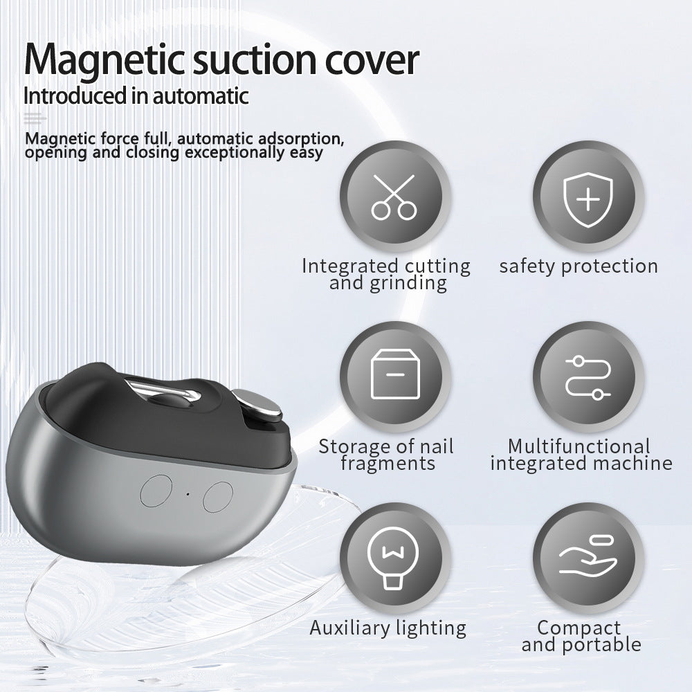 Multi-Functional Electric Nail Clipper & Grinder with LED Light and Magnetic Cover(white)