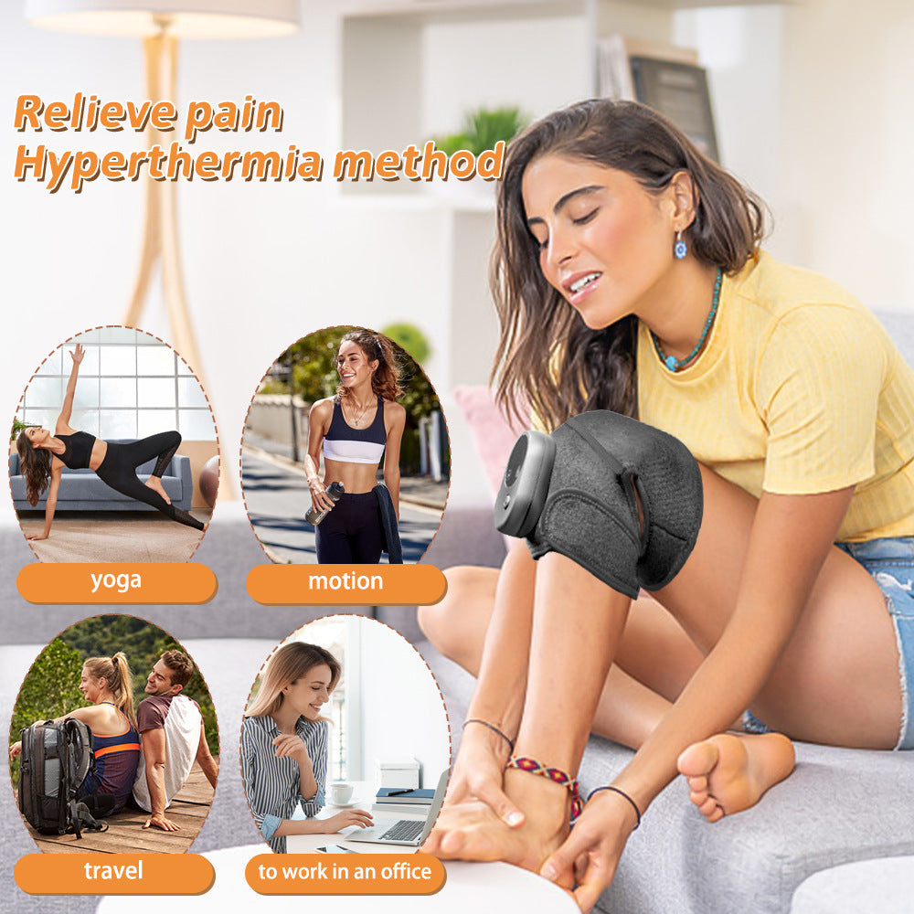 Rechargeable Heated Vibration Knee Massager Brace - 3 Heat & 3 Vibration Levels for Joint Pain Relief(Grey)