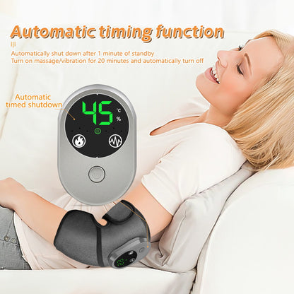 Rechargeable Heated Vibration Knee Massager Brace - 3 Heat & 3 Vibration Levels for Joint Pain Relief(Grey)