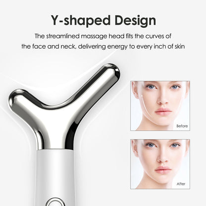 Y-Shaped Face & Neck Lifting Massager - 8000VPM Vibration, 30 Intensity Levels, 8 Massage Techniques(White)