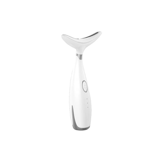 Multi-Functional Neck & Face Beauty Massager - LED Light Therapy, 45C Heat, EMS Micro-Current & Vibration(White)