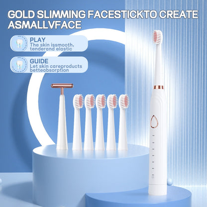 3-in-1 Full Multifunction Sonic Electric Toothbrush with Facial Brush & Massager Kit(White)