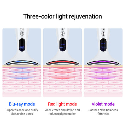 Multi-Function Neck & Face Beauty Device - 4-in-1 LED Light Therapy, EMS Lifting & Anti-Wrinkle Massager(White)