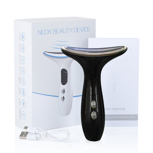 Multi-Function Neck & Face Beauty Device - 4-in-1 LED Light Therapy, EMS Lifting & Anti-Wrinkle Massager(black)