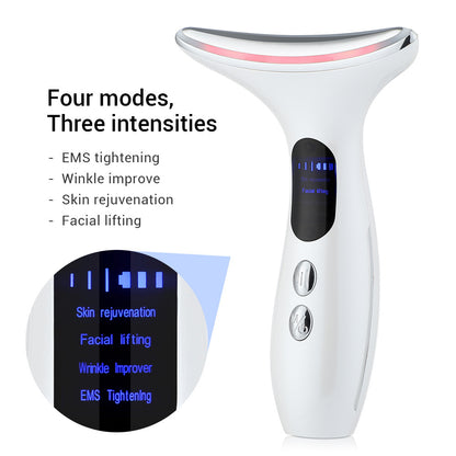 Multi-Function Neck & Face Beauty Device - 4-in-1 LED Light Therapy, EMS Lifting & Anti-Wrinkle Massager(pink)