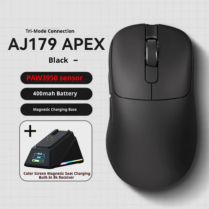 Tri-Mode Wireless Gaming Mouse with 8000Hz Polling Rate, PAW3950 Sensor & Magnetic Charging Dock(black)