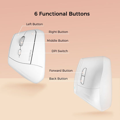Ergonomic Vertical Mouse - Multi-Device Bluetooth5.0 & 2.4G Wireless, Adjustable DPI, Silent Click(blue)