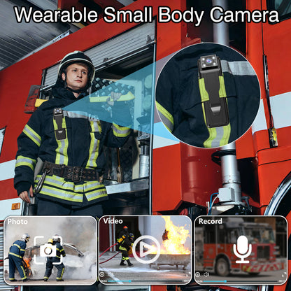 Mini Body Camera with 180 Rotatable Lens, Night Vision & Motion Detection - 1.3 Screen 1200mAh Battery(black+32G)"