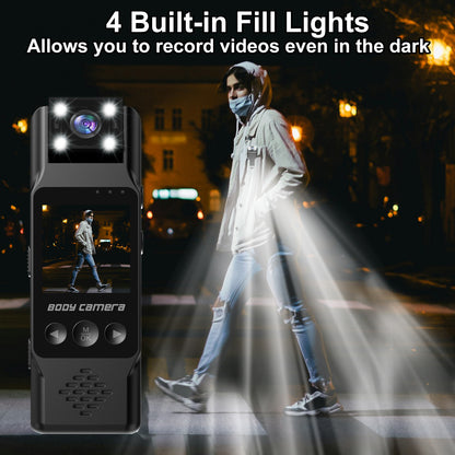 Mini Body Camera with 180 Rotatable Lens, Night Vision & Motion Detection - 1.3 Screen 1200mAh Battery(black+32G)"