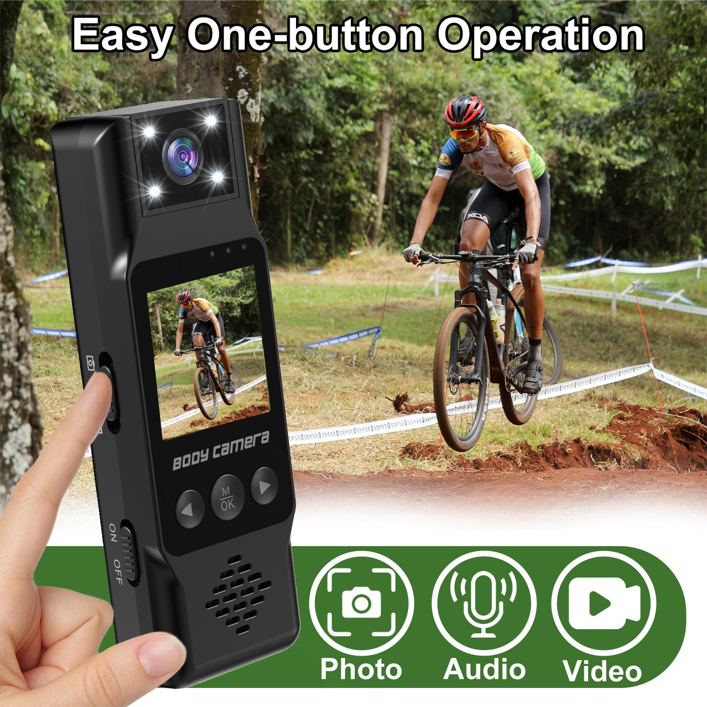 Mini Body Camera with 180 Rotatable Lens, Night Vision & Motion Detection - 1.3 Screen 1200mAh Battery(black+64G)"