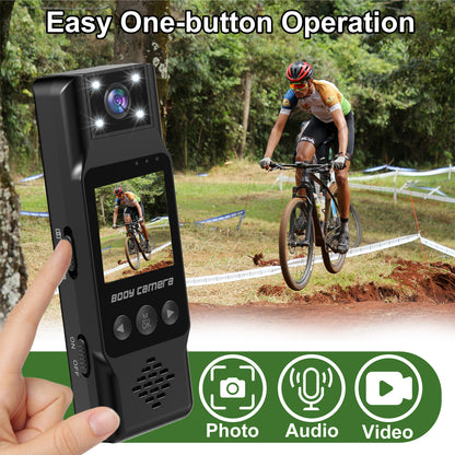 Mini Body Camera with 180 Rotatable Lens, Night Vision & Motion Detection - 1.3 Screen 1200mAh Battery(black+64G)"