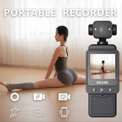Compact Body Camera with 180° Rotatable Lens, Night Vision, WiFi & Built-in Fill Lights(black)
