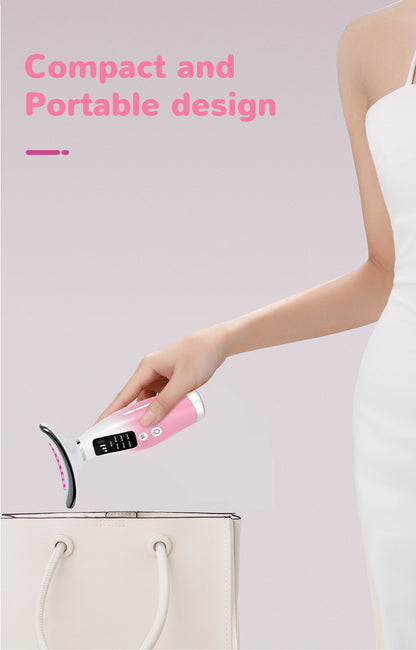 Advanced Multi-Function Skincare Device - 7 LED Lights, Microcurrent & Warming Massage for Face & Neck(pink)